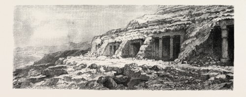 THE TOMBS OF BENT HASAN. Egypt, engraving 1879