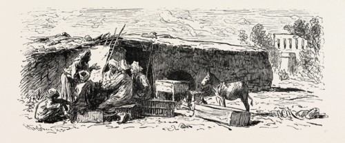 FLOUR-DEALING AT BENI SUET. Egypt, engraving 1879