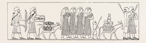 SEMITES ENTERING INTO THE NOME OF MAH.  Egypt, engraving 1879