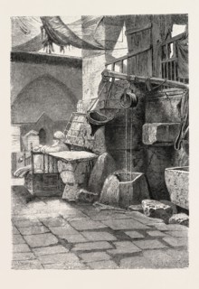 A COURT AT KOUT. Egypt, engraving 1879