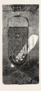 FELLAH BABY AND ITS WATCHER. Egypt, engraving 1879