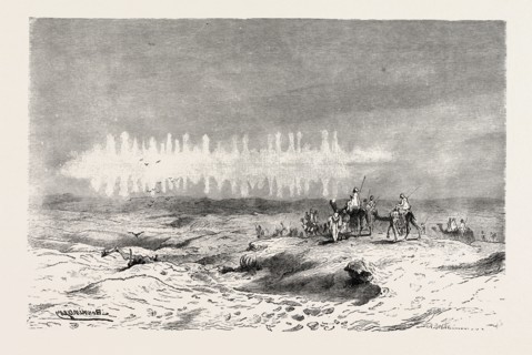 THE MIRAGE. Egypt, engraving 1879