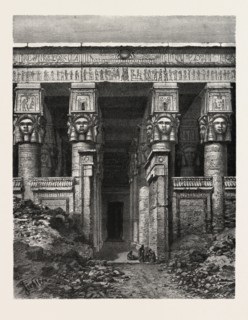 THE GREAT COURT OF HEAVEN, DENDERA. Egypt, engraving 1879