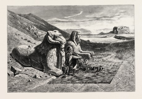 DEALER IN ANTIQUITIES ON THE ROAD FROM LUXOR TO KARNAK. Egypt, engraving 1879