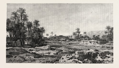 VILLAGE OF KARNAK. Egypt, engraving 1879