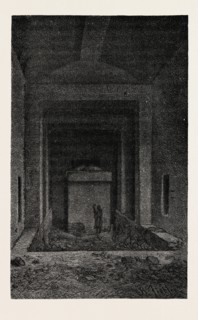 SARCOPHAGUS IN THE TOMB OF RAMESES. Egypt, engraving 1879
