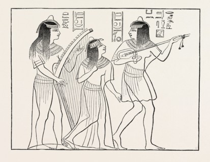 OLD EGYPTIAN MUSICIANS. Egypt, engraving 1879