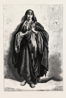 GIPSY WOMAN OF GHAWAZEE. Egypt, engraving 1879