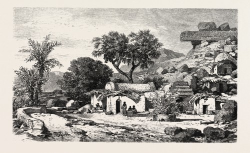Village near Assouan,  Egypt, engraving 1879