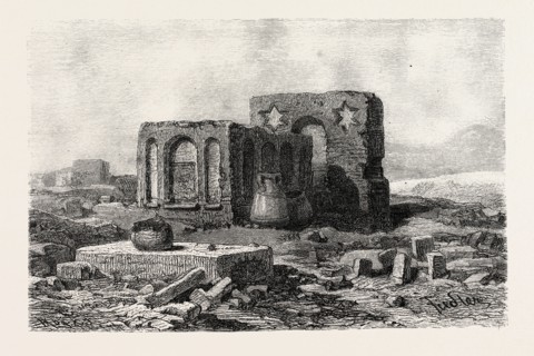 IN THE DESERT BETWEEN ASSOITAN AND PHILAE. Egypt, engraving 1879