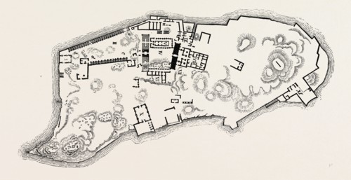 PLAN OF THE ISLAND OF PHILAE. Egypt, engraving 1879
