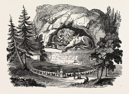 THE LION OF THORWALDSEN. Bertel Thorvaldsen, ca. 1770  1844, was a Danish sculptor