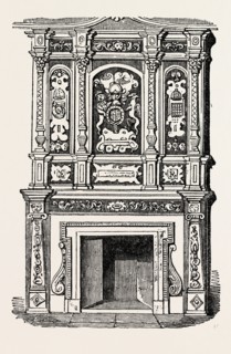 Chimney piece in Queen Elizabeth's Palace, at Enfield, UK