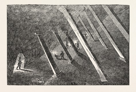 SCENE IN POLGOOTH TIN MINE, in south Cornwall, United Kingdom.