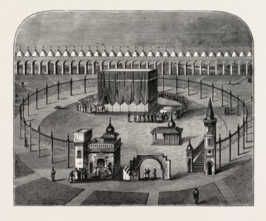 THE KAABA, OR "KISSING STONE " ENCLOSURE AT MECCA. Mecca, Bakkah. also transliterated as Makkah, is
