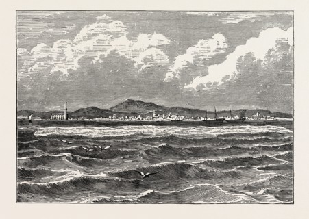 VIEW OF MOCHA, ARABIA. Mocha, Yemen, Red Sea port and source of mocha coffee