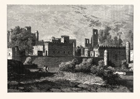 THE ROYAL PALACE AT GONDAR, THE ANCIENT CAPITAL OF ABYSSINIA.  Ethiopia, Ethiopian Empire. Gondar