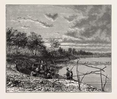 WASHING SAND FOR DIAMONDS ON THE BANKS OF THE VAAL RIVER. The Vaal is one of the most important