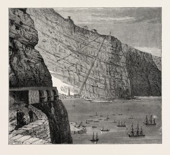VIEW OF ST. HELENA (JAMESTOWN, AND THE LADDER OF 600 STEPS UP LADDER HILL; FROM MUNDEN'S BATTERY).