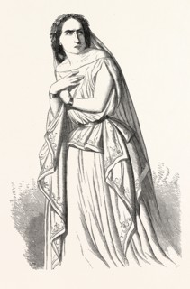 Madame Ristori in her costume of Mirra, at the Theatre-Italien in Paris. engraving 1855