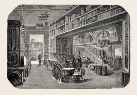 View of a  part of the Gautrot stores, France. engraving 1855