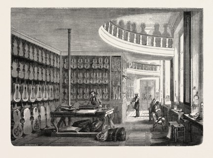Workshop for the manufacturing of woodwind instruments and string instruments in France. engraving