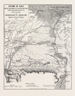 ISTHMUS SUEZ, Egypt. engraving 1855