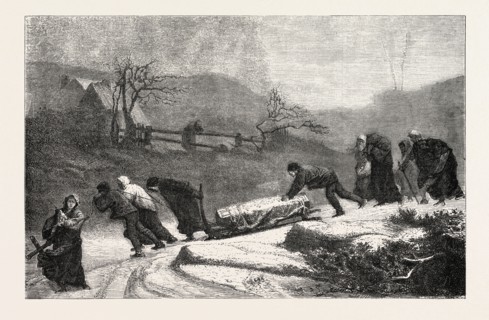 A funeral in the Vosges, painting by M. Brion. engraving 1855