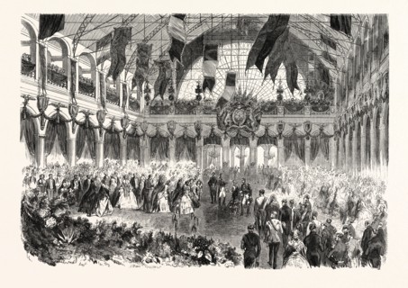 Queen of England arriving at the railway of Strasbourg, France. Queen Victoria. engraving 1855