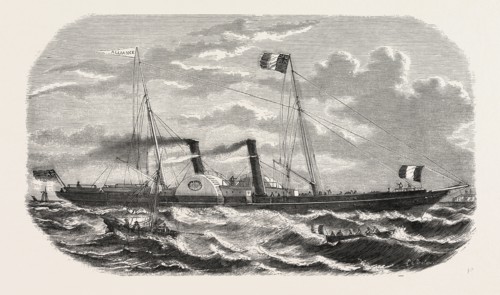 Alliance, steamship, an established new service between Le Havre and Southampton. engraving 1855