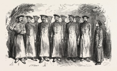 Cossack songs by a chorus of Russian prisoners. engraving 1855