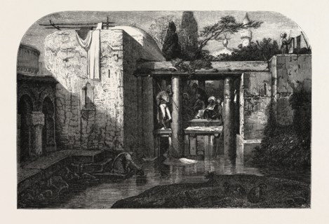 A coffee in Asia Minor, painting by Decamps. engraving 1855