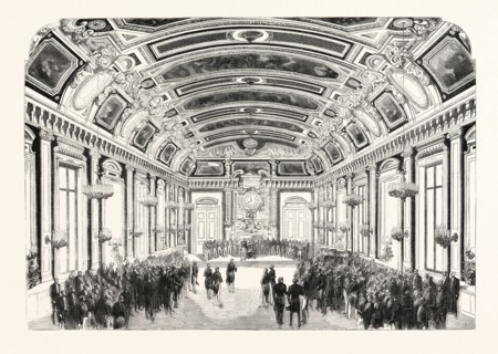 Day given by the exhibitors in the Hotel du Louvre. The reception room. France, 1855. Paris,