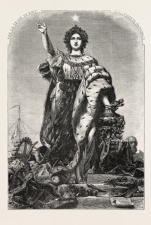 France, allegorical figure painting by M.A. Marc. 1855. Engraving