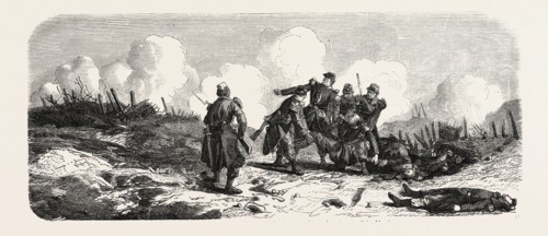 The lieutenant Poussin, killed in the attack on the Central Bastion, while removing his injured