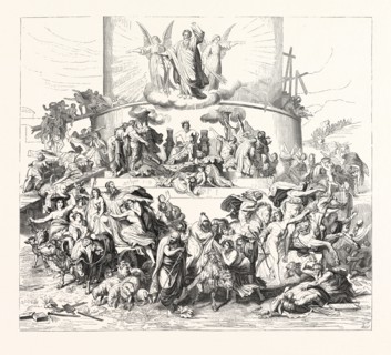Salon of 1855. Prussian school. The Tower of Babel, by Guillaume de Kaulbach. Engraving