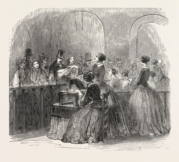 Expo 1855. Sewing machine. Paris, France, Exposition universelle. An international Exhibition held