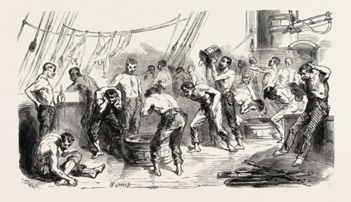 The army of the East: The toilet on board, 1855. Engraving