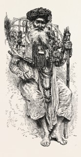 INDIAN FAKIR CARRYING A LARGE CIRCLET OF IRON AROUND HIS NECK. A circlet (known in Greek as