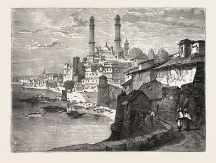 BENARES, FROM THE GANGES. Varanasi, also Benares, Banaras or Kashi, is a city on the banks of the