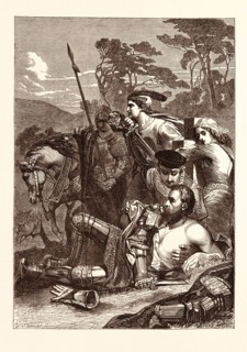 THE DEATH OF MARMION. (SCOTT.) PAINTED BY EDWARD ARMITAGE. Marmion is an epic poem by Walter Scott