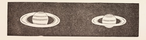 RELATIVE DIMENSIONS OF SATURN, 1858. January 30, 1858 (LEFT). October 15, 1858 (RIGHT)