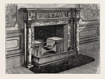 Carved and Painted Wooden Chimney piece, circa 1780, , britain, british, europe, united kingdom,