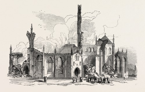 REMAINS OF ST. GEORGE'S CHURCH, DONCASTER, BURNT ON MONDAY LAST, 1853