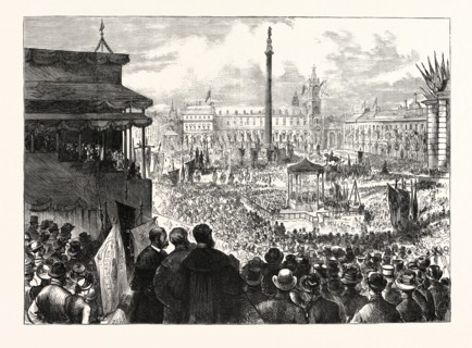 LAYING THE FOUNDATION STONE OF THE NEW MUNICIPAL BUILDINGS, GLASGOW, UK, 1883
