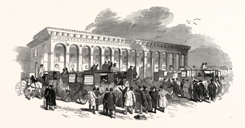 THE CAMBRIDGE CHANCELLORSHIP ELECTION: THE RAILWAY STATION AT CAMBRIDGE, ARRIVAL OF VOTERS, UK,