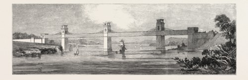 STEPHENSON'S IRON TUNNEL RAILWAY BRIDGE, BRITANNIA, OVER THE MENAI STRAITS, 1846