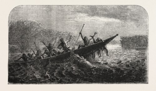 DR. LIVINGSTONE'S MISSIONARY TRAVELS AND RESEARCHERS IN SOUTH AFRICA: BOAT CAPSIZED BY A