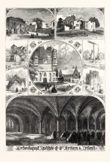 ARCHEOLOGICAL INSTITUTE OF GREAT BRITAIN AND IRELAND. PROFESSOR WILLIS AND PARTY IN THE CRYPT OF