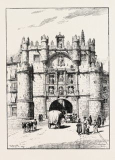 "GATEWAY OF SANTA MARIA, BURGOS." BY T.R. MACQUOID, AT THE EXHIBITION OF THE ROYAL INSTITUTE OF